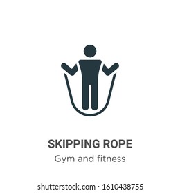 Skipping rope glyph icon vector on white background. Flat vector skipping rope icon symbol sign from modern gym and fitness collection for mobile concept and web apps design.