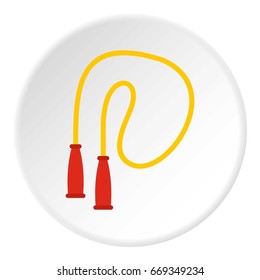 Skipping rope icon in flat circle isolated on white vector illustration for web