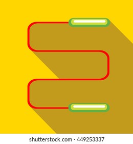 Skipping rope icon in flat style on a yellow background