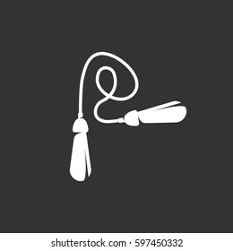 Skipping rope icon isolated on black background. Skipping rope vector logo. Flat design style. Jumping vector pictogram for web graphics - stock vector