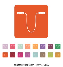 The skipping rope icon. Jumping-rope symbol. Flat Vector illustration. Button Set