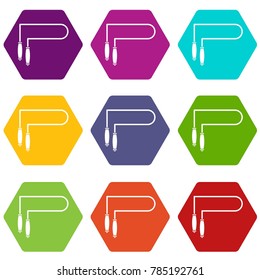Skipping rope icon set many color hexahedron isolated on white vector illustration