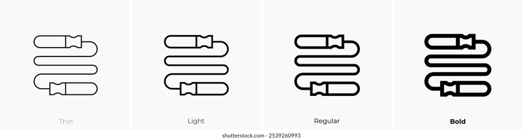 ignorando ícone de corda. Design fino, leve, regular e negrito, isolado no fundo branco