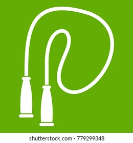 Skipping rope icon white isolated on green background. Vector illustration
