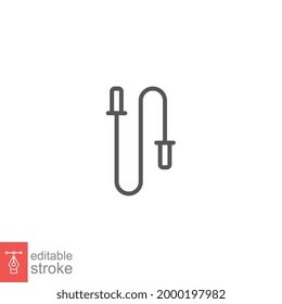 Skipping rope, jump, sport icon. Cardio sport activity. Simple workout equipment. pictogram, line style, logo symbol for app. Editable stroke. Vector illustration. Design on white background. EPS 10
