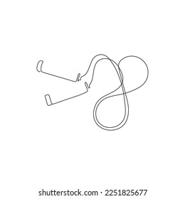 Skipping rope, jump rope. Sports fitness equipment. Cardio treining. One line art. Vector illustration.