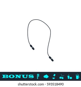 Skipping rope - Jumping icon flat. Black pictogram on white background. Vector illustration symbol and bonus button