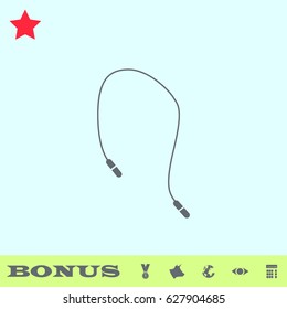 Skipping rope - Jumping icon flat. Grey pictogram on blue background. Vector illustration symbol and bonus buttons medal, cow, earth, eye, calculator