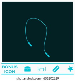 Skipping rope - Jumping icon flat. Blue pictogram on dark background. Vector illustration symbol and bonus icons