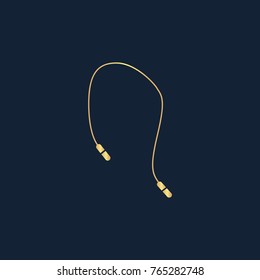 Skipping rope - Jumping icon flat. Simple gold pictogram on dark background. Vector illustration symbol