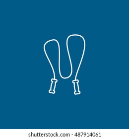 Skipping Rope Line Icon On Blue Background