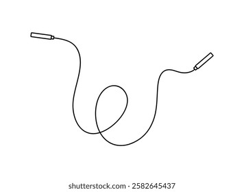 Skipping rope sport fitness equipment for self-training hand drawn vector illustration, cardio training jump rope, simple line art