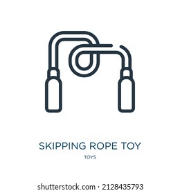 skipping rope toy thin line icon. rope, skipping linear icons from toys concept isolated outline sign. Vector illustration symbol element for web design and apps.