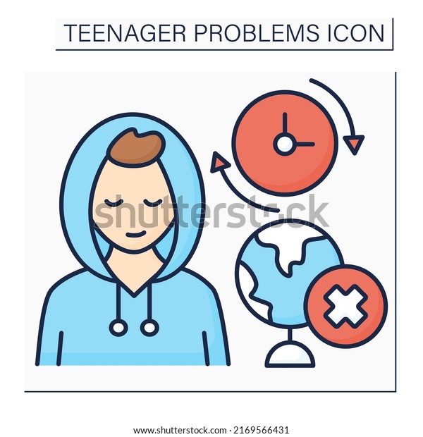 Skipping school color icon.\
Protest against school system, subjects. Reluctance getting\
skills.Self-expression.Teenager problem concept. Isolated vector\
illustration