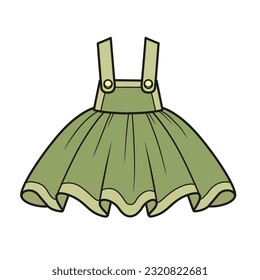 Skirt with bib and straps color variation for coloring page on a white background 