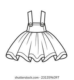 Skirt with bib and straps outline for coloring on a white background