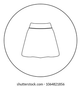 Skirt black icon in circle vector illustration isolated flat style .