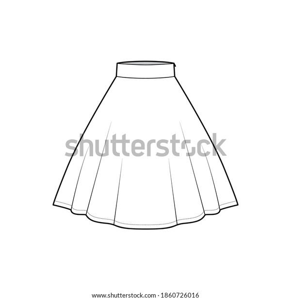 Skirt Circular Fullness Technical Fashion Illustration Stock Vector ...