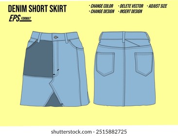 saia mulheres jeans plana desenho mockup