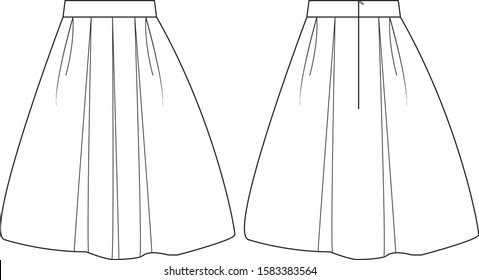 Skirt Fashion Flat Editable Template Stock Vector (Royalty Free ...