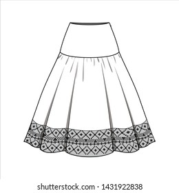SKIRT fashion flat sketch template