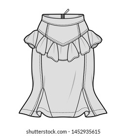Skirt fashion flat sketch template