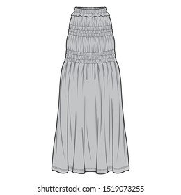 Skirt fashion flat sketch template