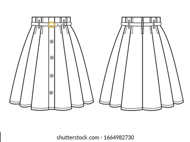 SKIRT fashion flat sketch template