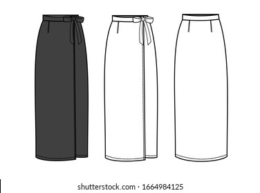 SKIRT fashion flat sketch template