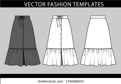 SKIRT fashion flat sketch template