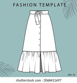 Skirt fashion flat sketch template