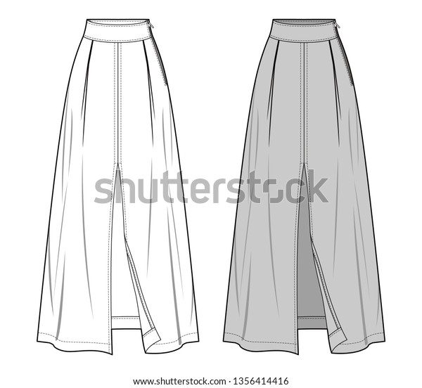 Skirt Fashion Flat Sketch Template Stock Vector (Royalty Free) 1356414416