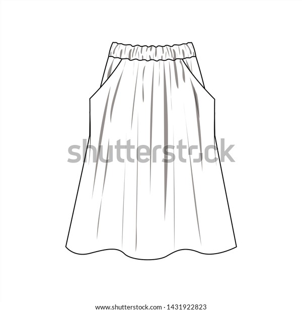 Skirt Fashion Flat Sketch Template Stock Vector (Royalty Free ...