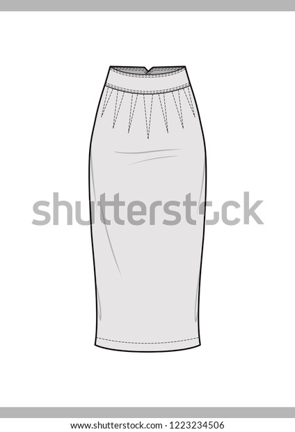 Skirt Fashion Technical Drawings Vector Template Stock Vector (Royalty ...