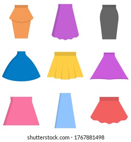 The skirt is flat, the clothes icon vector illustration isolated on white background