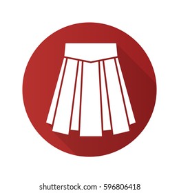Skirt flat design long shadow icon. Vector silhouette symbol