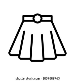 Icono de vector de línea plana Skirt para aplicación móvil, botón y diseño de sitio web. Ilustración aislada sobre fondo blanco. Diseño, logotipo, aplicación, infografía de EPS 10, 
