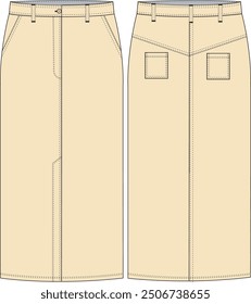 skirt flat sketch, skirt illustrious, mock up 