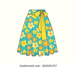 skirt with flower print.fashion sketch template