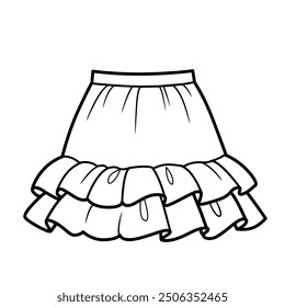 Skirt with fluffy short ruffles. Image produced without the use of any form of AI software at any stage.