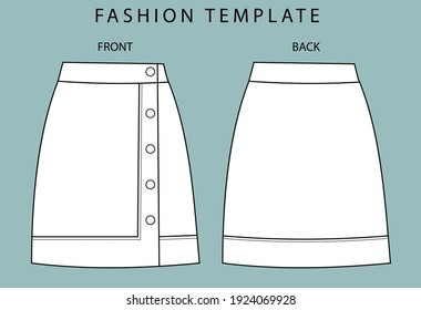 Skirt Front Back View Fashion Flat Stock Vector (Royalty Free ...