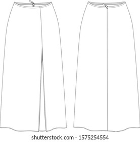 Skirt front and back view, vector illustration