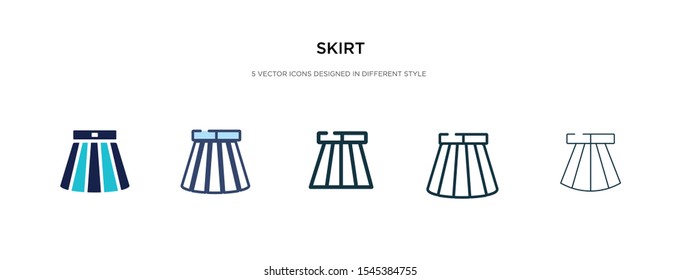 skirt icon in different style vector illustration. two colored and black skirt vector icons designed in filled, outline, line and stroke style can be used for web, mobile, ui