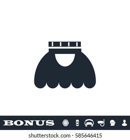 Skirt icon flat. Black pictogram on white background. Vector illustration symbol and bonus button