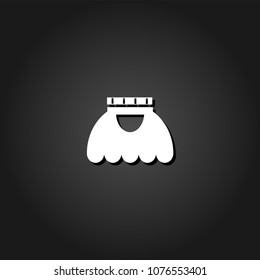 Skirt icon flat. Simple White pictogram on black background with shadow. Vector illustration symbol