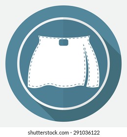 skirt icon on white circle with a long shadow
