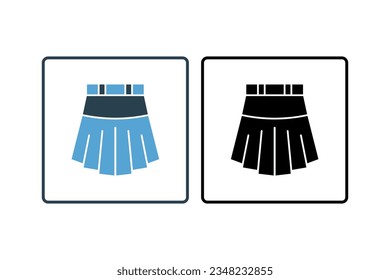 Skirt Icon. Icon related to clothes icon set. solid icon style. Simple vector design editable