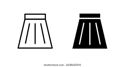 Skirt icon set. Suitable for e-commerce websites, fashion apps, and online shopping platforms. Symbol of women, fashion, style, and garment.