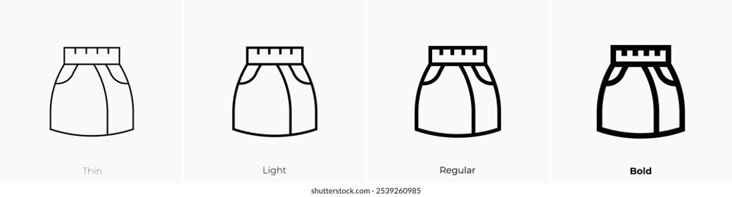 skirt icon. Thin, Light Regular And Bold style design isolated on white background