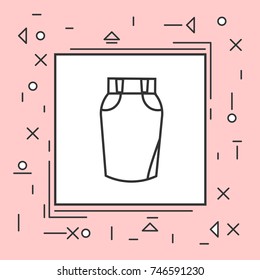 Skirt Icon Thin Line In Pink Frame Vector Illustration